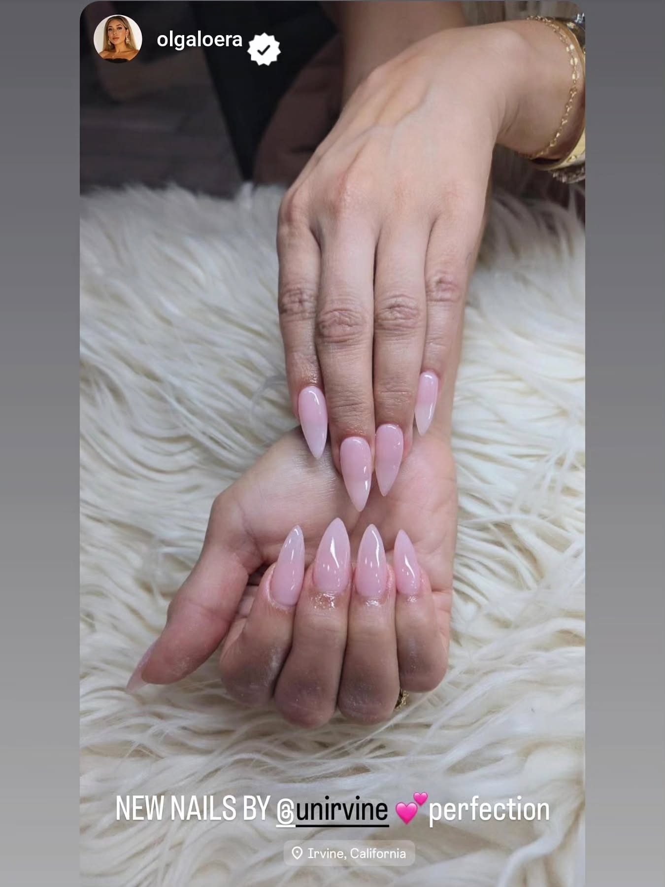 Gel-X set on a client's manicured nails, by Terry